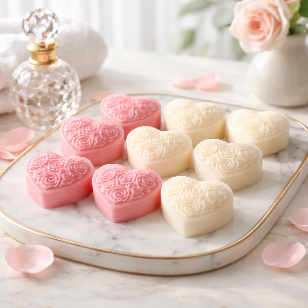 10 Heart Rose Soap Favors