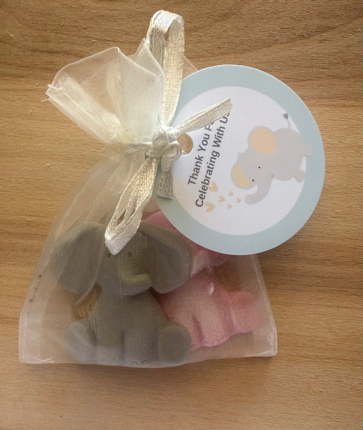 10 Mini Baby Elephants Soap Favors (2 per bag)